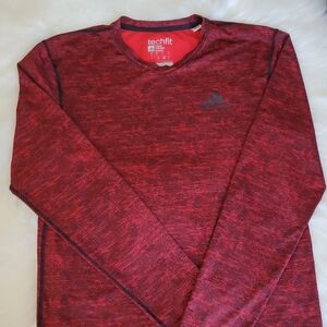Adidas Techfit Men's Long Sleeve Performance Shirt - Red Heather